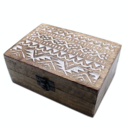 WWIB-03 - White Washed Wooden Box - 6x4 Slavic Design - Sold in 2x unit/s per outer