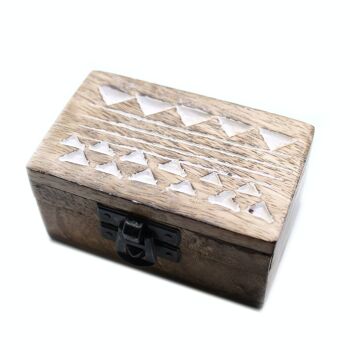 WWIB-04 - Boîte en bois lavé blanc - 3 x 1,5 Pilulier Design aztèque - Vendu en 10x unité/s par extérieur 5