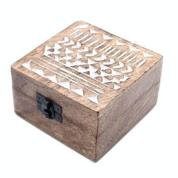WWIB-05 - Boîte en bois lavé blanc - Design aztèque 4x4 - Vendu en 2x unité/s par extérieur 6