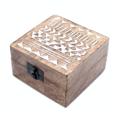 WWIB-05 - White Washed Wooden Box - 4x4 Aztec Design - Sold in 2x unit/s per outer