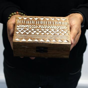 WWIB-06 - Boîte en bois lavé blanc - Design aztèque 6x4 - Vendu en 2x unité/s par extérieur 5