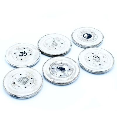 WWIH-02 - White Washed Incense Holder - Cone and Incense Disc - Sold in 6x unit/s per outer