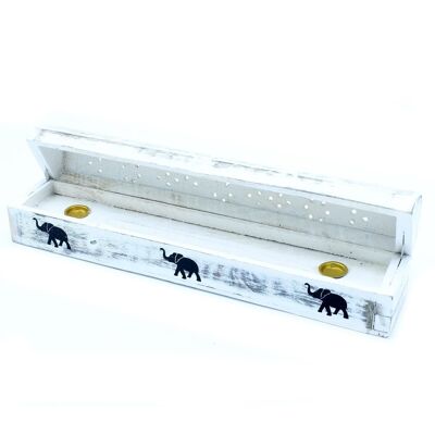 WWIH-03 - White Washed Incense Holder - Smoke Box - Sold in 2x unit/s per outer