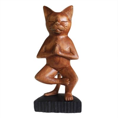 WYC-02 - Handcarved Yoga Cats - One Leg - Sold in 1x unit/s per outer