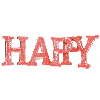 XSSL-09 - Shabby Chic Letters Red Wash - HAPPY - Vendu en 1x unité/s par extérieur 4