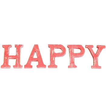 XSSL-09 - Shabby Chic Letters Red Wash - HAPPY - Vendu en 1x unité/s par extérieur 2