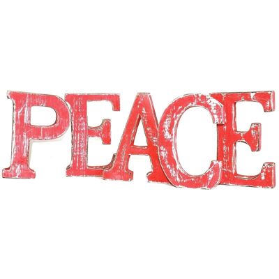 XSSL-10 - Shabby Chic Letters Red Wash - PEACE - Venduto in 1x unità per esterno