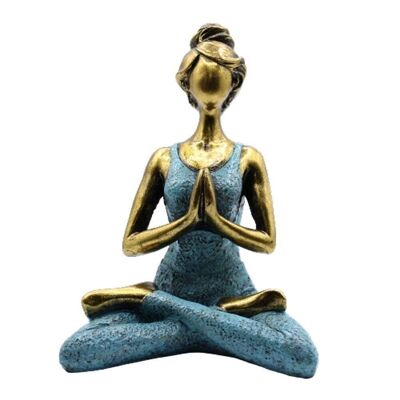YogaL-01 – Yoga-Dame-Figur – Bronze und Türkis, 24 cm – Verkauft in 1x Einheit/en pro Außenteil