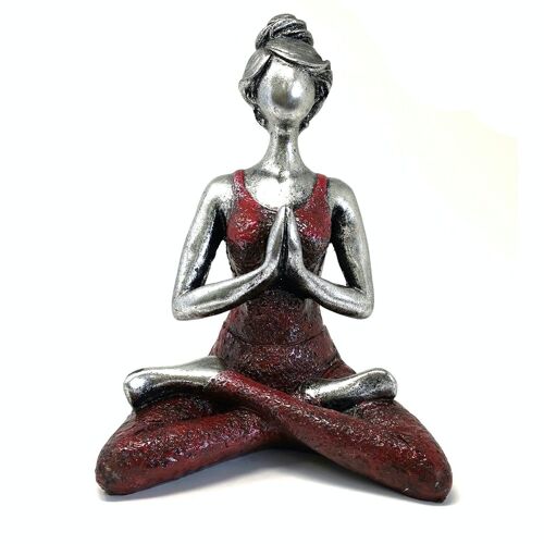 YogaL-06 - Yoga Lady Figure - Silver & Bordeaux 24cm - Sold in 1x unit/s per outer