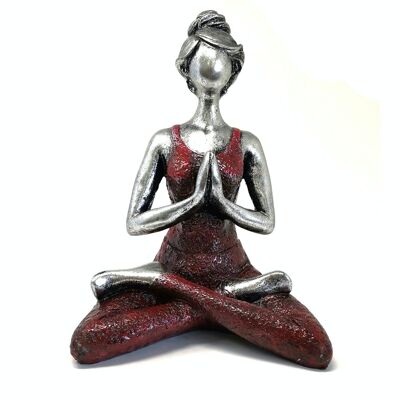 YogaL-06 – Yoga-Lady-Figur – Silber und Bordeaux 24 cm – Verkauft in 1x Einheit/en pro Außenteil