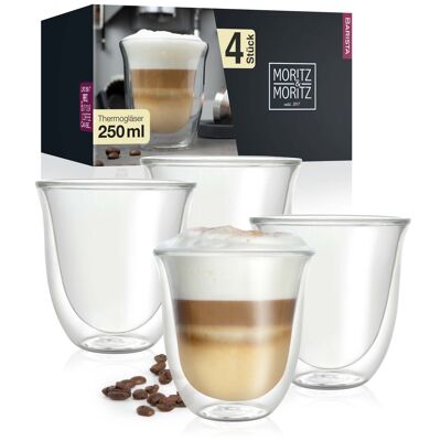 Moritz & Moritz Barista Napoli 4 x 250 ml cappuccino glasses double-walled 250ml MM502