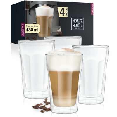 Moritz & Moritz 4 x 400 ml Goblet glass latte macchiato glasses double-walled MM631