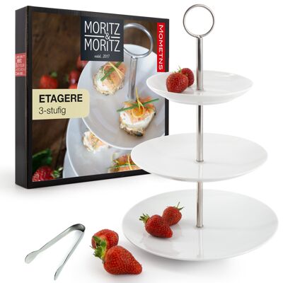 Moritz & Moritz Fruit Cake Stand 3 Tier - Includes Tongs  MM2470