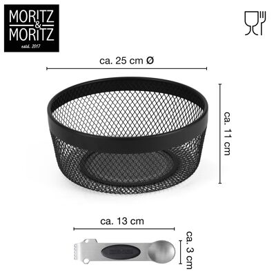 Moritz & Moritz Fruit Bowl in black metal 25cm MM2659