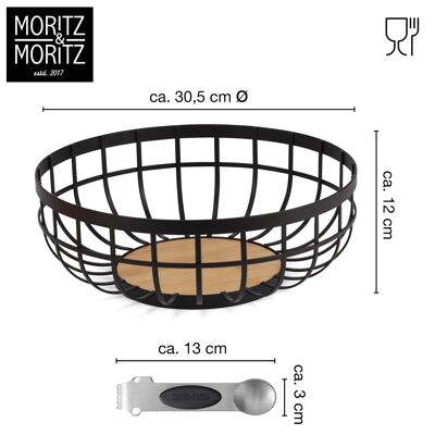 Moritz & Moritz Fruit Bowl in black metal 30.5cm MM2677