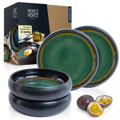 Moritz & Moritz 4 x Stoneware Soup Plates 19 cm MM3406