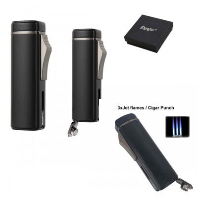 Encendedor Eurojet 3xJet/Cigar Punch Negro