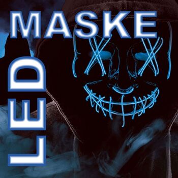 Masque LED avec cordons lumineux bleus 8