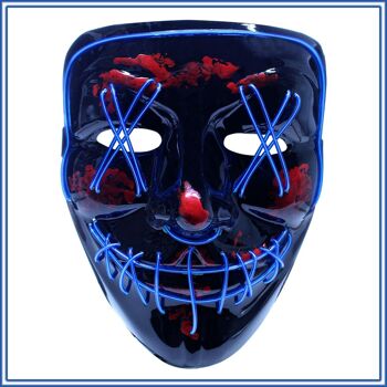 Masque LED avec cordons lumineux bleus 10