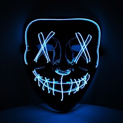 Masque LED avec cordons lumineux bleus