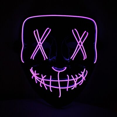 Masque LED avec cordons lumineux violets