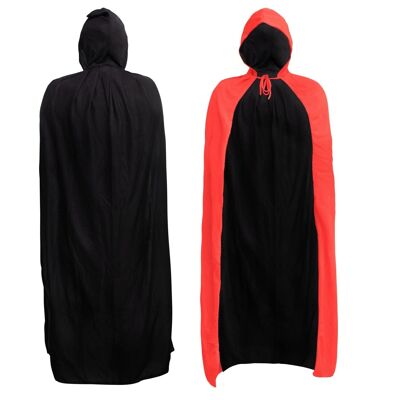 Capa de Halloween cambio rojo y negro con capucha
