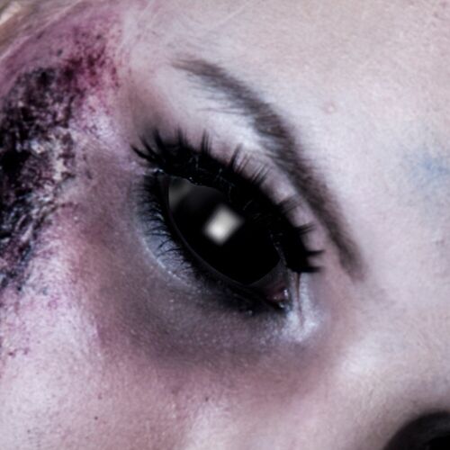 King of Halloween 1 einzelne farbige Schwarze Sclera Kontaktlinse I Zombie I Halloween I Vampir I Fasnacht I Karneval I Cosplay I mit Stärke I -2,25 Dioptrien