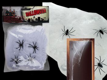 Toile d'araignée avec araignées en plastique lot de 4 2