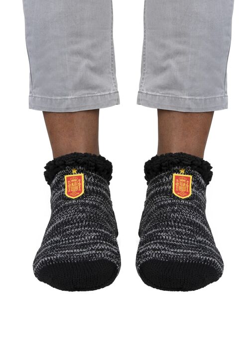 Oficial RFEF zapatillas calcetines de casa NEGRO escudo RFEF