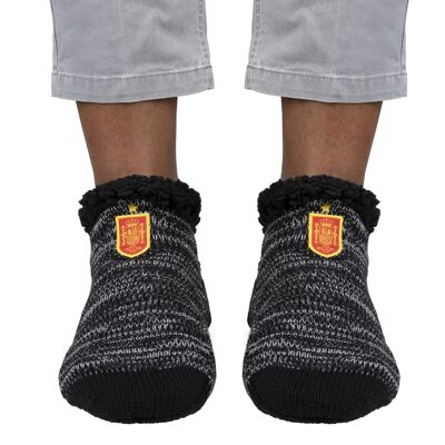 Oficial RFEF zapatillas calcetines de casa NEGRO escudo RFEF