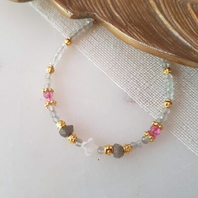 Bracelet Labradorite, Mother-of-Pearl, Pink Topaz - Livia