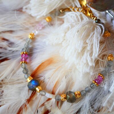 Pulsera Labradorita, Nácar, Topacio Rosa - Livia