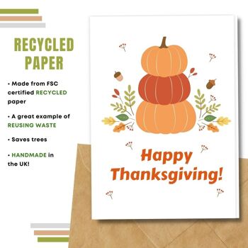 Fait à la main respectueux de l'environnement | Cartes de Thanksgiving en papier de graines ou de matières organiques à planter - Feuilles d'automne avec citrouilles 4