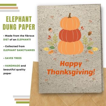 Fait à la main respectueux de l'environnement | Cartes de Thanksgiving en papier de graines ou de matières organiques à planter - Feuilles d'automne avec citrouilles 5