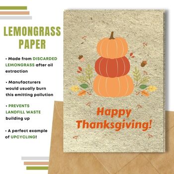 Fait à la main respectueux de l'environnement | Cartes de Thanksgiving en papier de graines ou de matières organiques à planter - Feuilles d'automne avec citrouilles 6