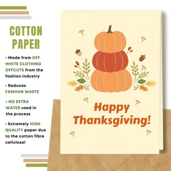 Fait à la main respectueux de l'environnement | Cartes de Thanksgiving en papier de graines ou de matières organiques à planter - Feuilles d'automne avec citrouilles 7