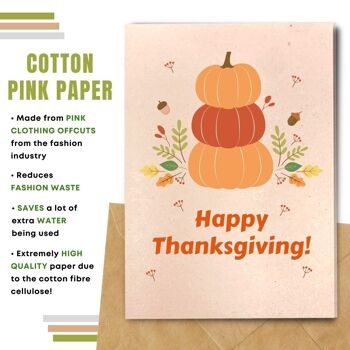 Fait à la main respectueux de l'environnement | Cartes de Thanksgiving en papier de graines ou de matières organiques à planter - Feuilles d'automne avec citrouilles 8