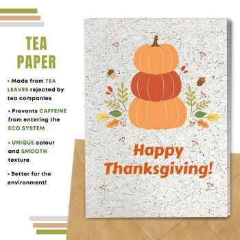 Fait à la main respectueux de l'environnement | Cartes de Thanksgiving en papier de graines ou de matières organiques à planter - Feuilles d'automne avec citrouilles 9