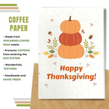 Fait à la main respectueux de l'environnement | Cartes de Thanksgiving en papier de graines ou de matières organiques à planter - Feuilles d'automne avec citrouilles 10