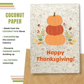 Fait à la main respectueux de l'environnement | Cartes de Thanksgiving en papier de graines ou de matières organiques à planter - Feuilles d'automne avec citrouilles 11