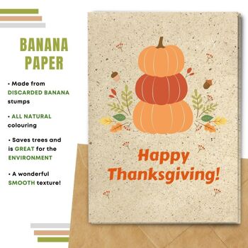 Fait à la main respectueux de l'environnement | Cartes de Thanksgiving en papier de graines ou de matières organiques à planter - Feuilles d'automne avec citrouilles 12
