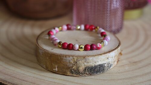 Bracelet dame en Agate Orchidée rose/fuchsia