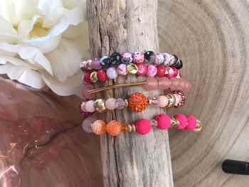 Bracelet dame en Agate Orchidée rose/fuchsia 2