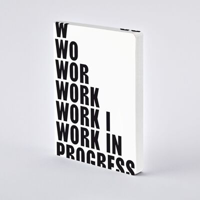 Trabajo en progreso - Gráfico L | libreta nuuna A5+ | cuadrícula de puntos de 3,5 mm | Papel premium de 120 g | cuero blanco | producido de forma sostenible en Alemania