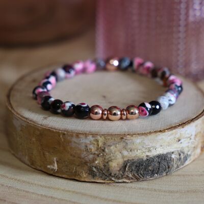 Lady's bracelet in Agate Orchid black/pink