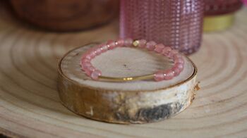 Bracelet en Quartz rose mat et tube en acier inoxydable 1