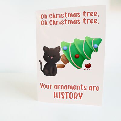 Funny Cat And Christmas Tree Card | Sarcastic Holiday Card