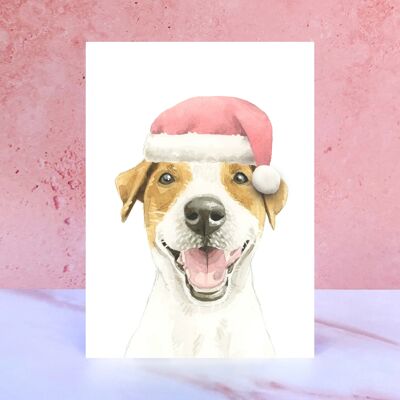 Jack Russell Terrier Pompón Tarjeta de Navidad