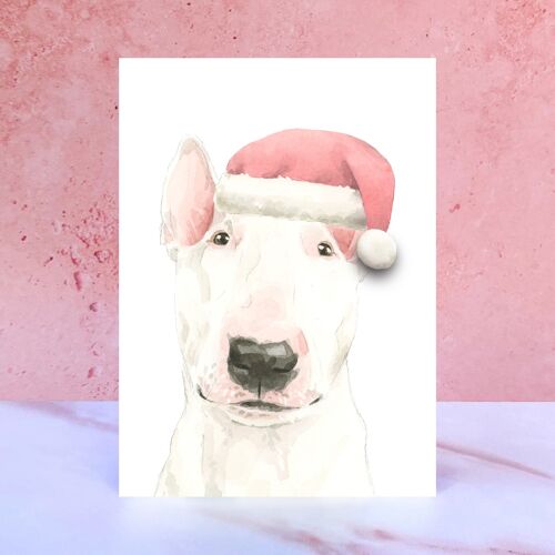 English Bull Terrier Pompom Christmas Card