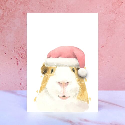 Guinea Pig Pompom Christmas Card
